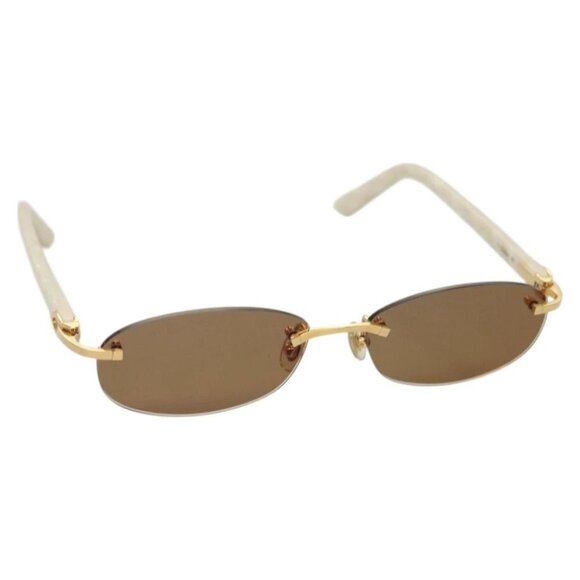 CARTIER Sunglasses plastic Brown Auth bs24633A - Picture 1 of 10